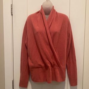 Wrap Cashmere Sweater, size-Large, color-red, light brick 🧱,